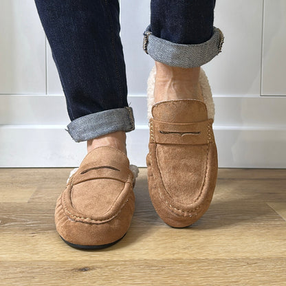 Mules mocassins fourrées Camel