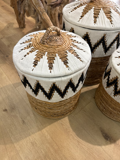 Panier corde & bannier Blanc M