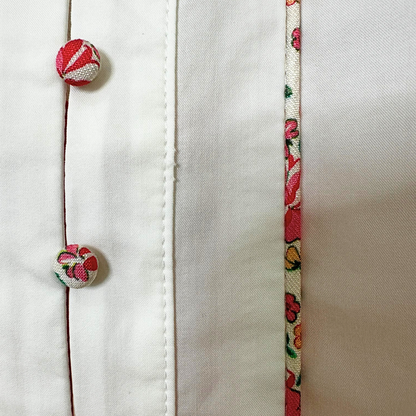 Chemise col mao liseret bouton liberty Blanc