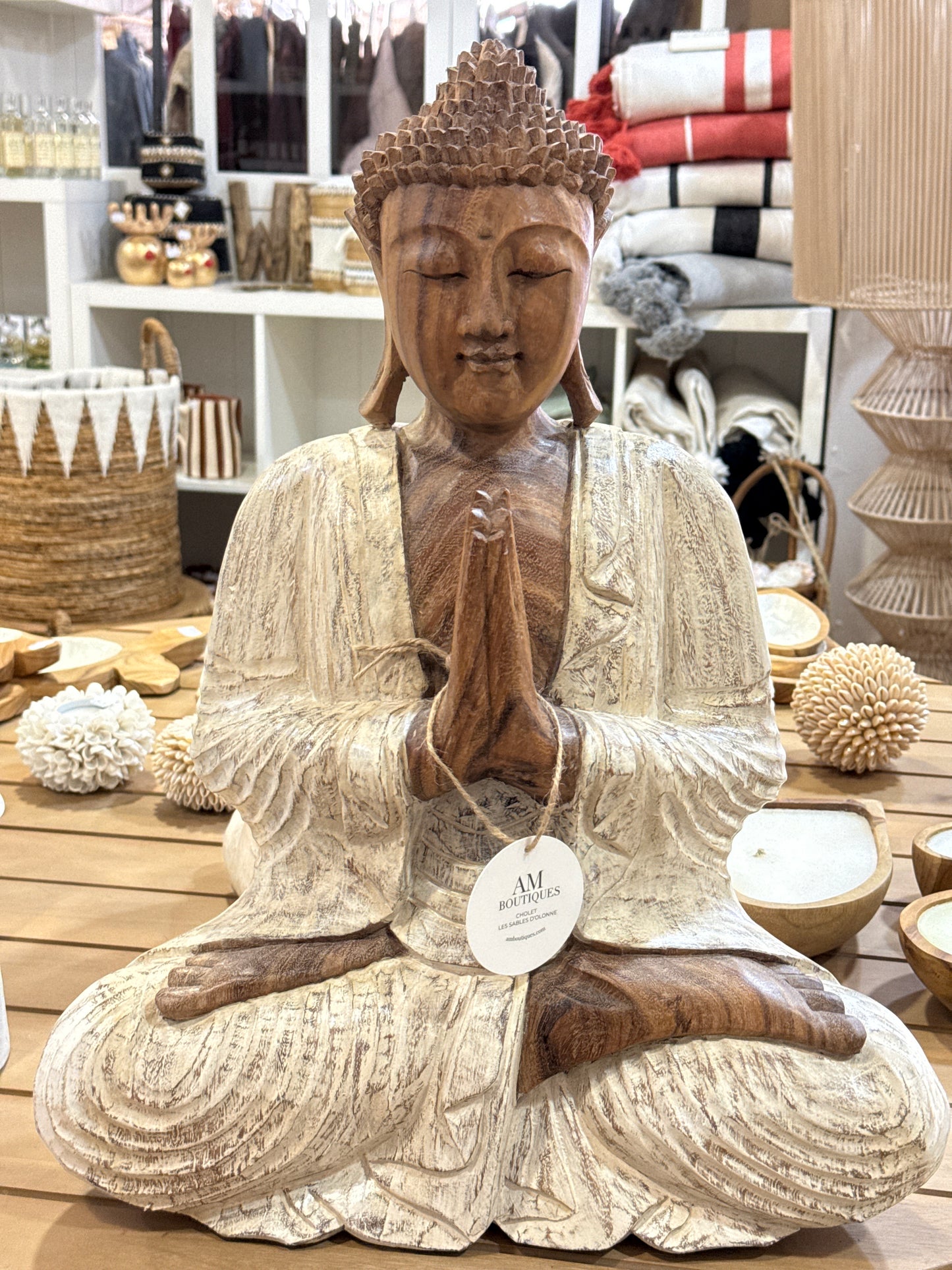 Bouddha bois zen 55 cm