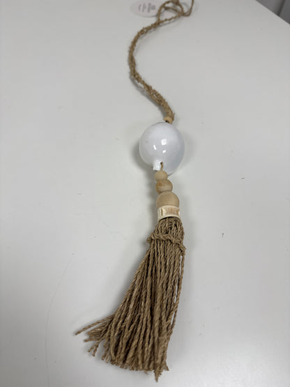 Suspension bois & coquillage Blanc  Naturelle 50 cm