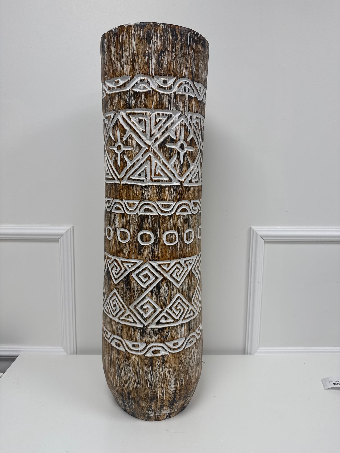 Vase en suar sculpté Timor 80 cm Marron