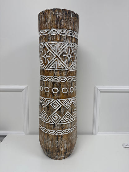 Vase en suar sculpté Timor 80 cm Marron