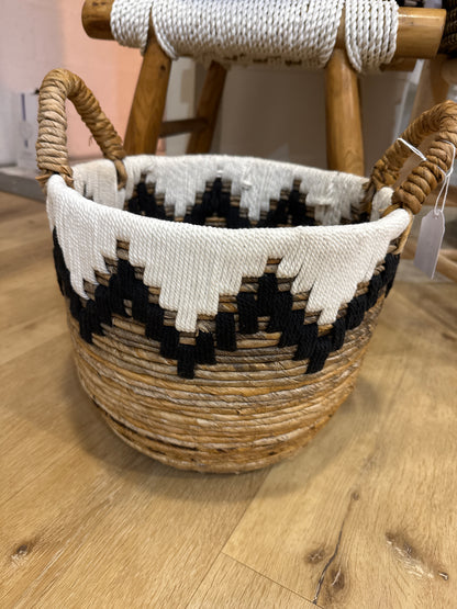 Panier corde cemphuk tressé blanc et Noir S