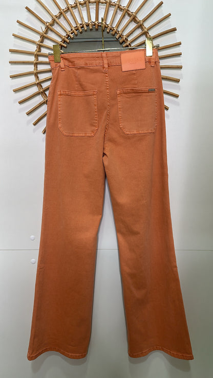 Jean large taille haute coupe droite Orange
