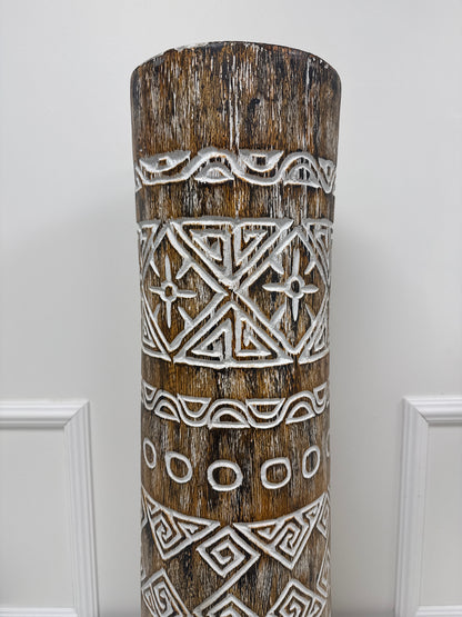 Vase en suar sculpté Timor 80 cm Marron