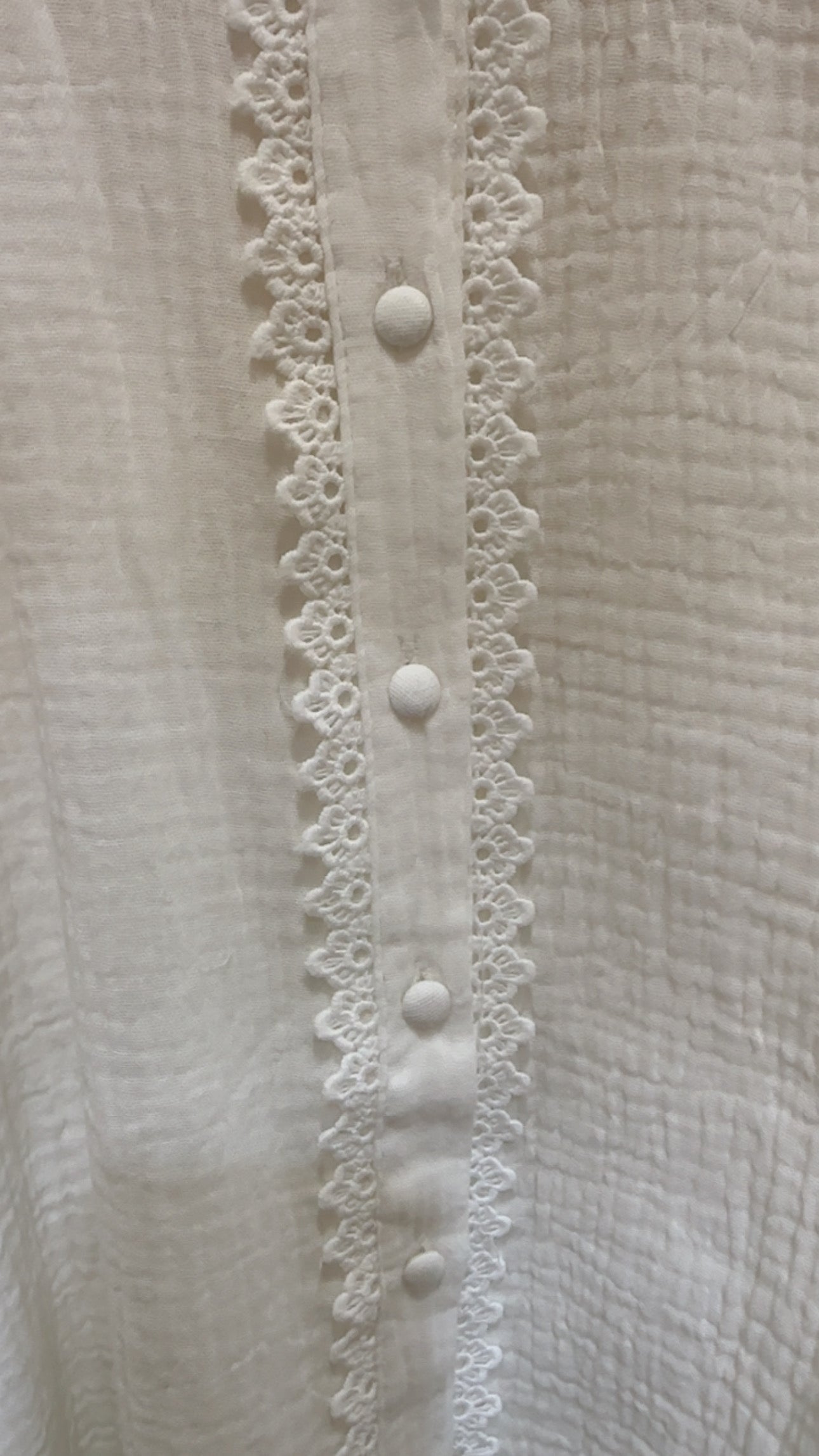 Chemise gaz de coton ajouré dentelle Blanc