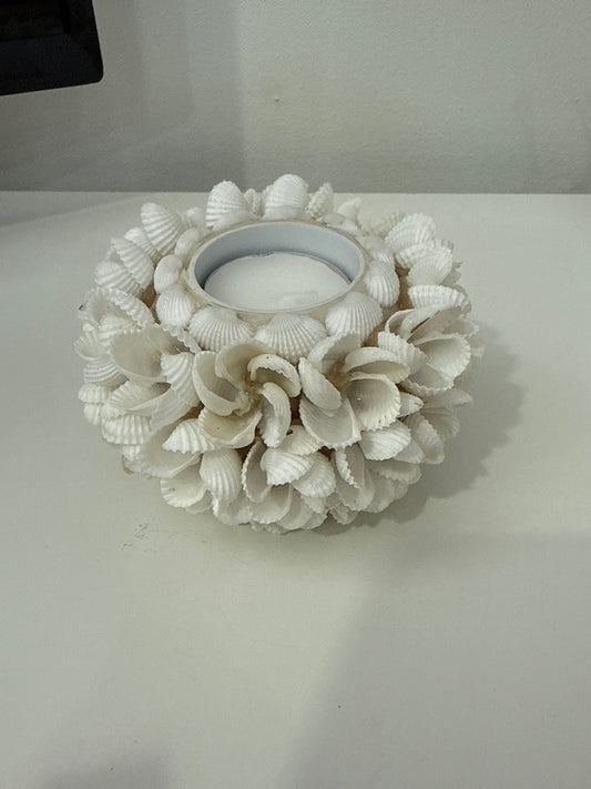Bougeoir coquillage 15 cm Blanc