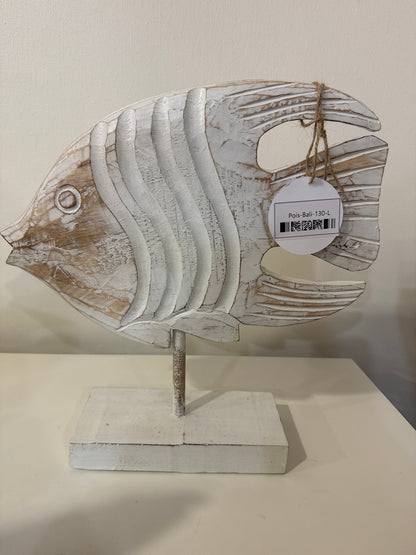 Grand poisson décoratif en bois sculpté