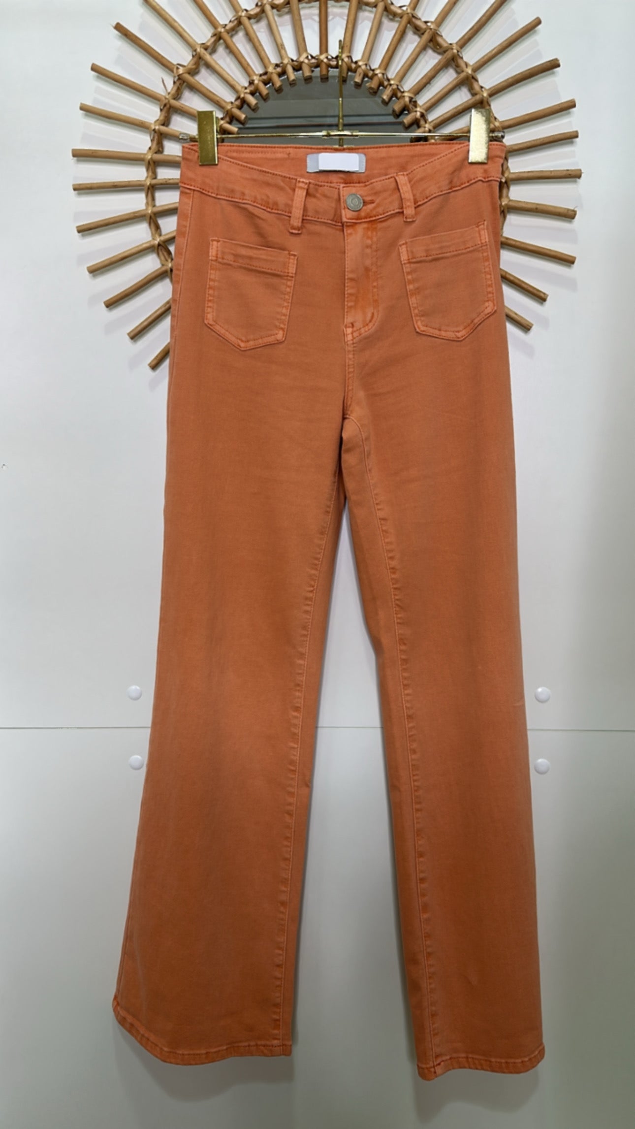 Jean large taille haute coupe droite Orange