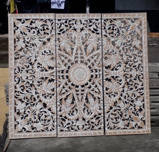 Mandala 120x120x1,8 cm finition natural wash