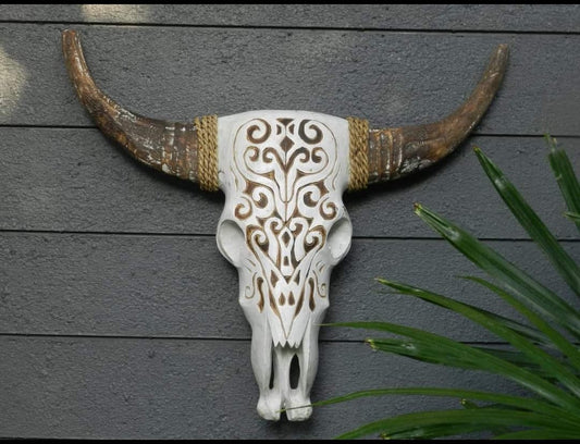 Tête de buffle grande blanche 70/50cm