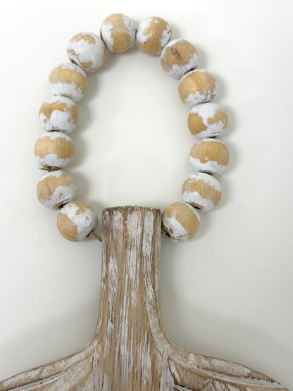 Feuille murale sculptée en bois 60 cm – finition naturelle patinée