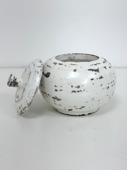 Pot décoratif en bois patiné – Moyen modèle
