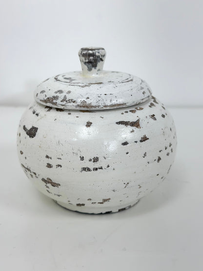 Pot décoratif en bois patiné – Moyen modèle