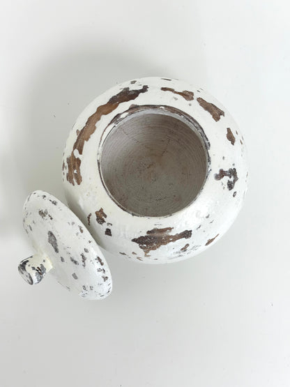 Pot décoratif en bois patiné – Grand Modèle