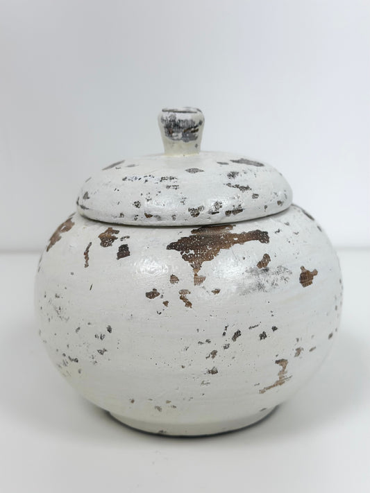 Pot décoratif en bois patiné – Petit modèle