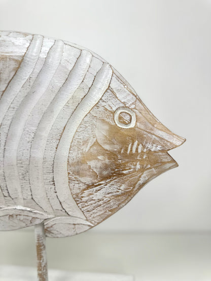 Poisson décoratif en bois sculpté – Modèle moyen