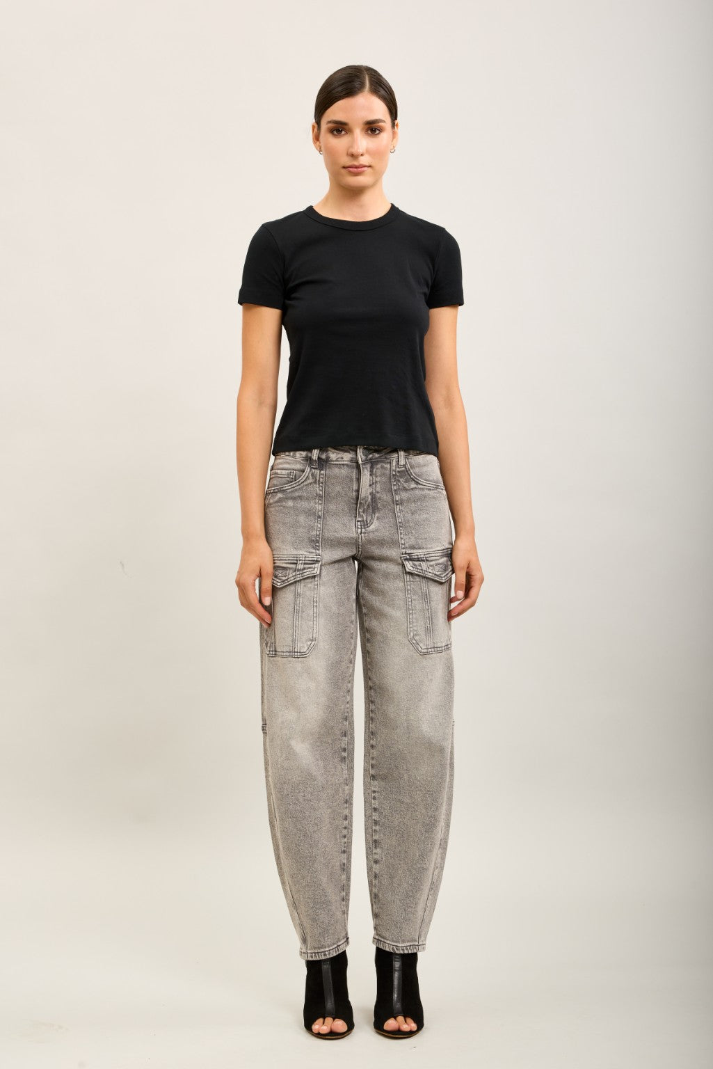 Jean cargo coupe ballon gris Gris