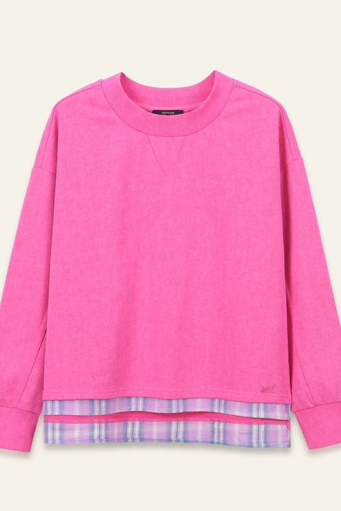Sweat bi-matière Flow Fushia