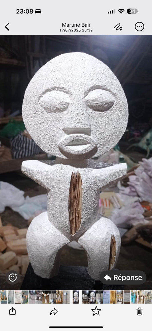 Statue Grandong 120 cm blanc brut