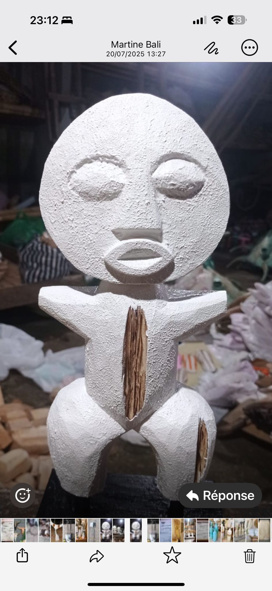 Statue Grandong 50 cm blanc brut