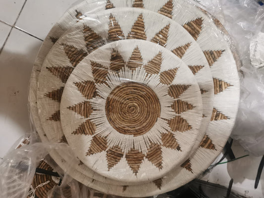 Panier mural soleil naturel Blanc 50 cm