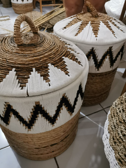 Panier corde & bannier Blanc M