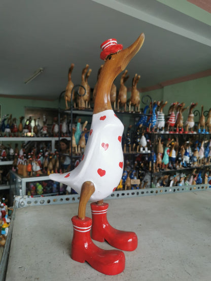 Canard fille bottes rouge et blanc