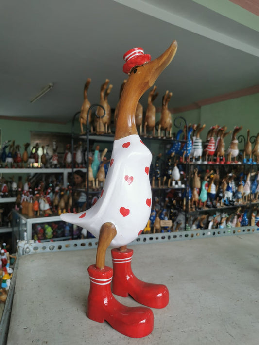Canard fille bottes rouge et blanc