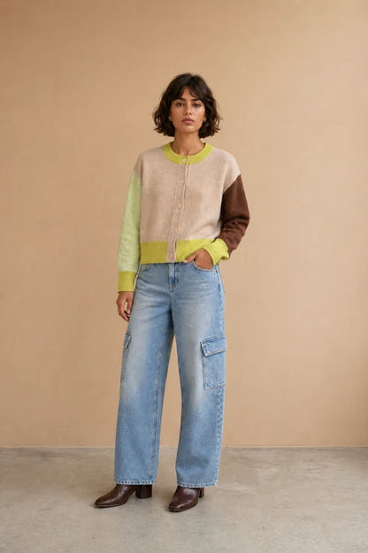 Gilet quatre couleurs Arlette Vert