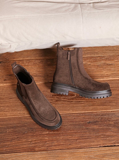 Bottines Chelsea en suedine Marron