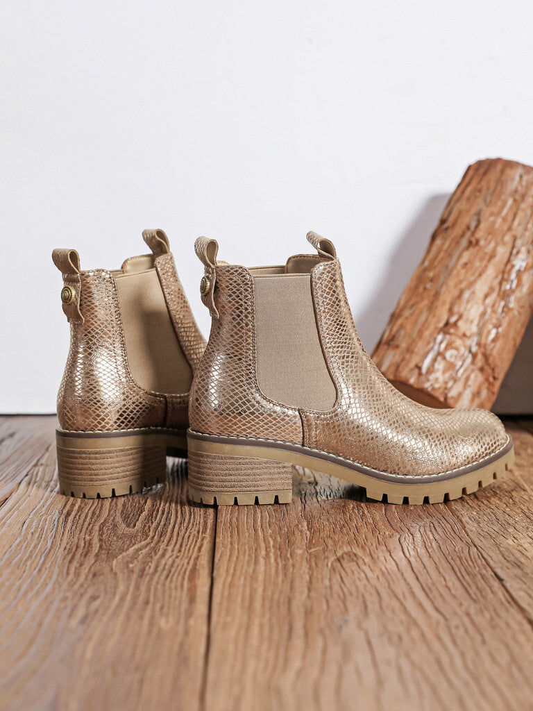 Bottines Chelsea texturées Or