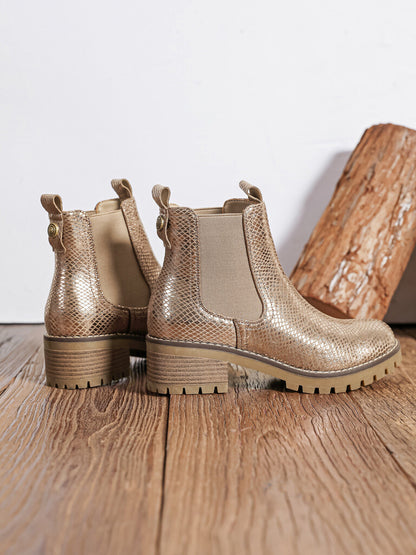 Bottines Chelsea texturées Or