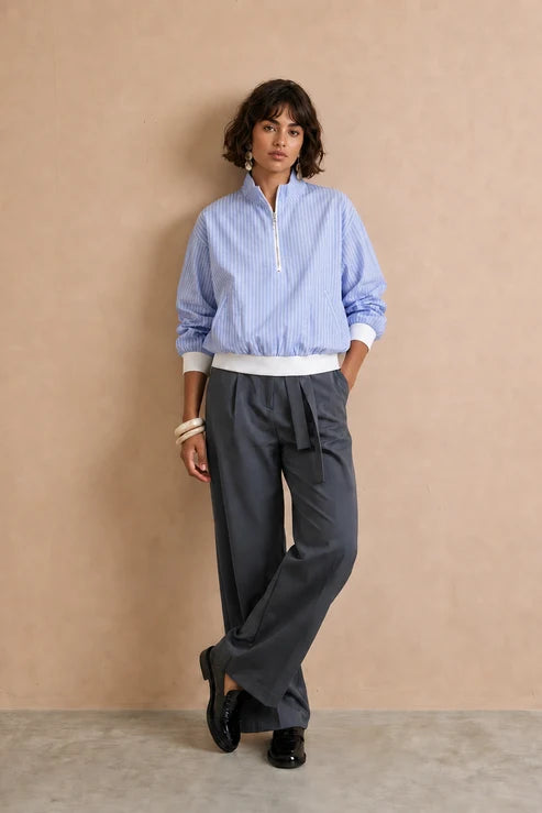 Blouson zippé à col montant Celina Rayures Ciel