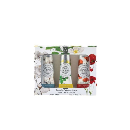 Trio de crèmes mains 30 mL Coton Musc, Sensuel Monoï, Joli Coquelicot