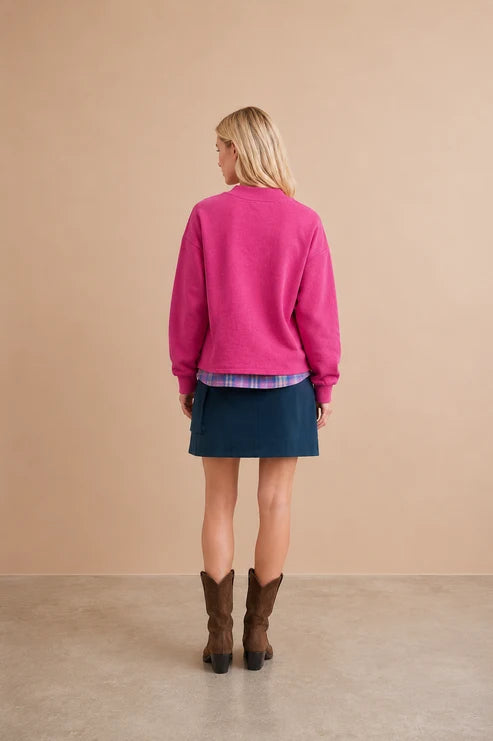 Sweat bi-matière Flow Fushia