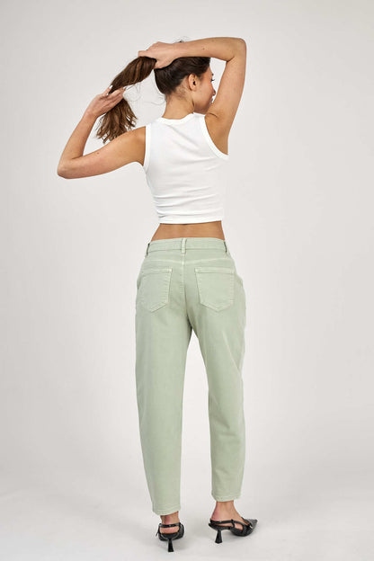 Pantalon balloon taille haute jambe large Vert clair