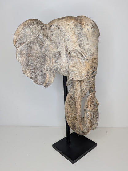 Tête d’éléphant sculptée 65 cm