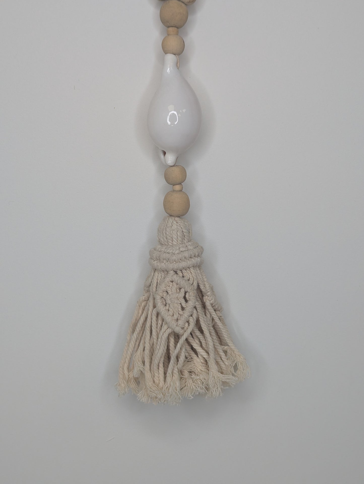 Suspension bois & coquillage  Blanc 60 cm