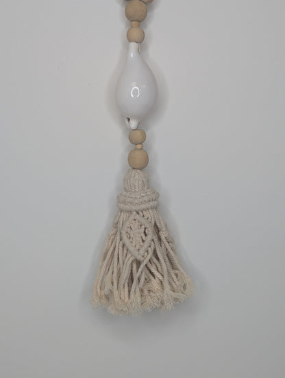 Suspension bois & coquillage  Blanc 60 cm