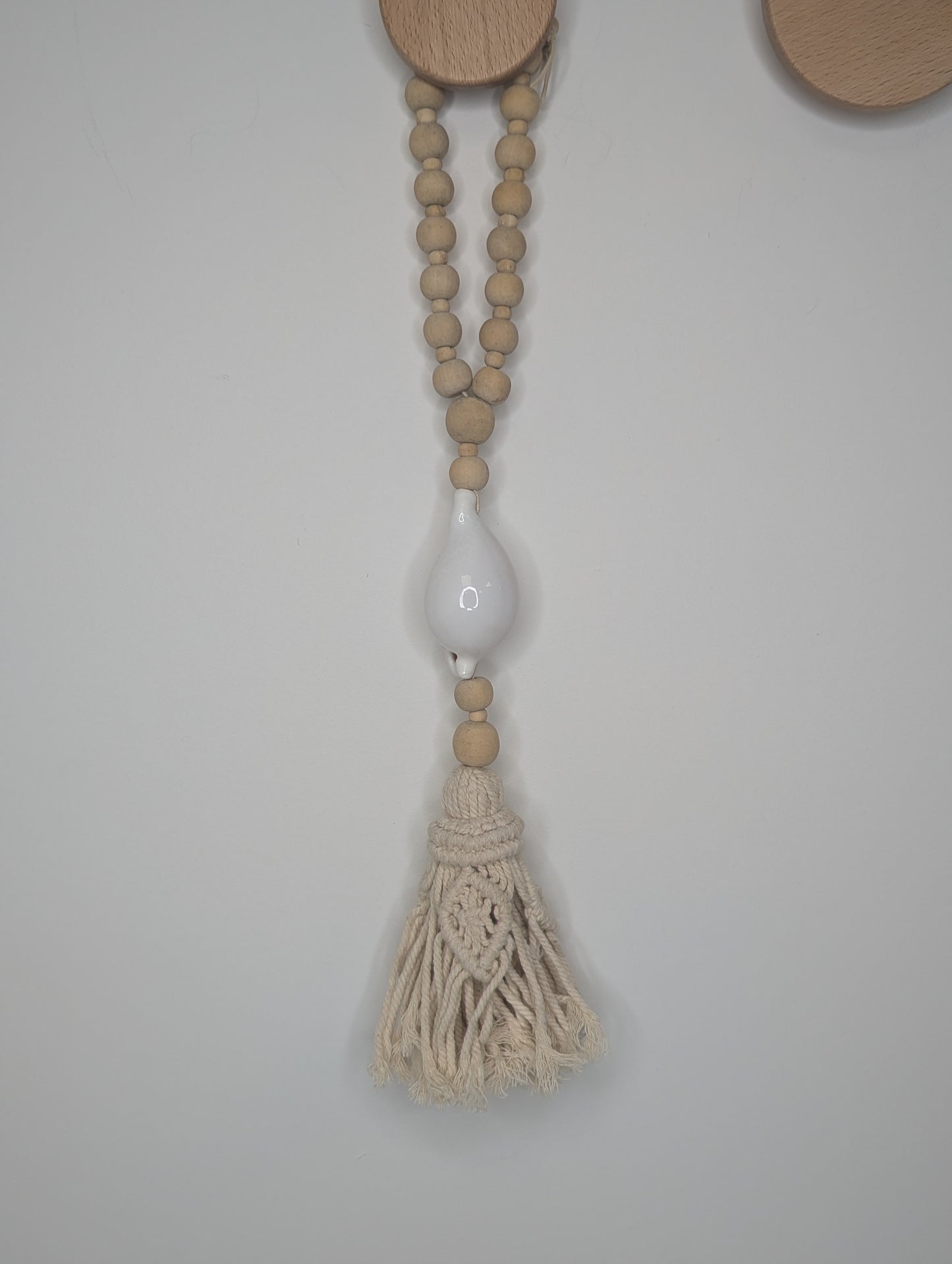 Suspension bois & coquillage  Blanc 60 cm