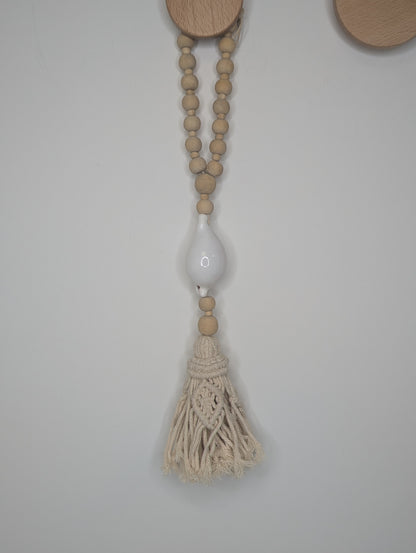 Suspension bois & coquillage  Blanc 60 cm