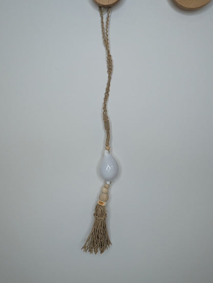 Suspension bois & coquillage Blanc  Naturelle 50 cm