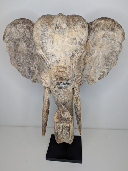 Tête d’éléphant sculptée 65 cm