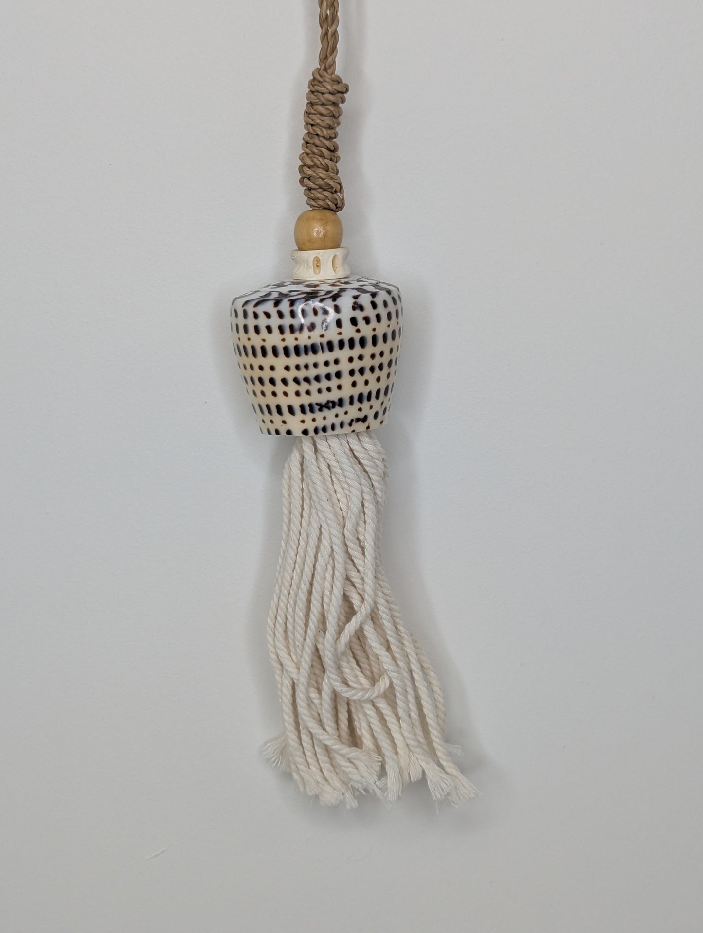 Suspension bois & coquillage Ficelle  Blanc 50 cm