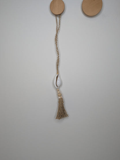 Suspension bois & coquillage Blanc  Naturelle 50 cm