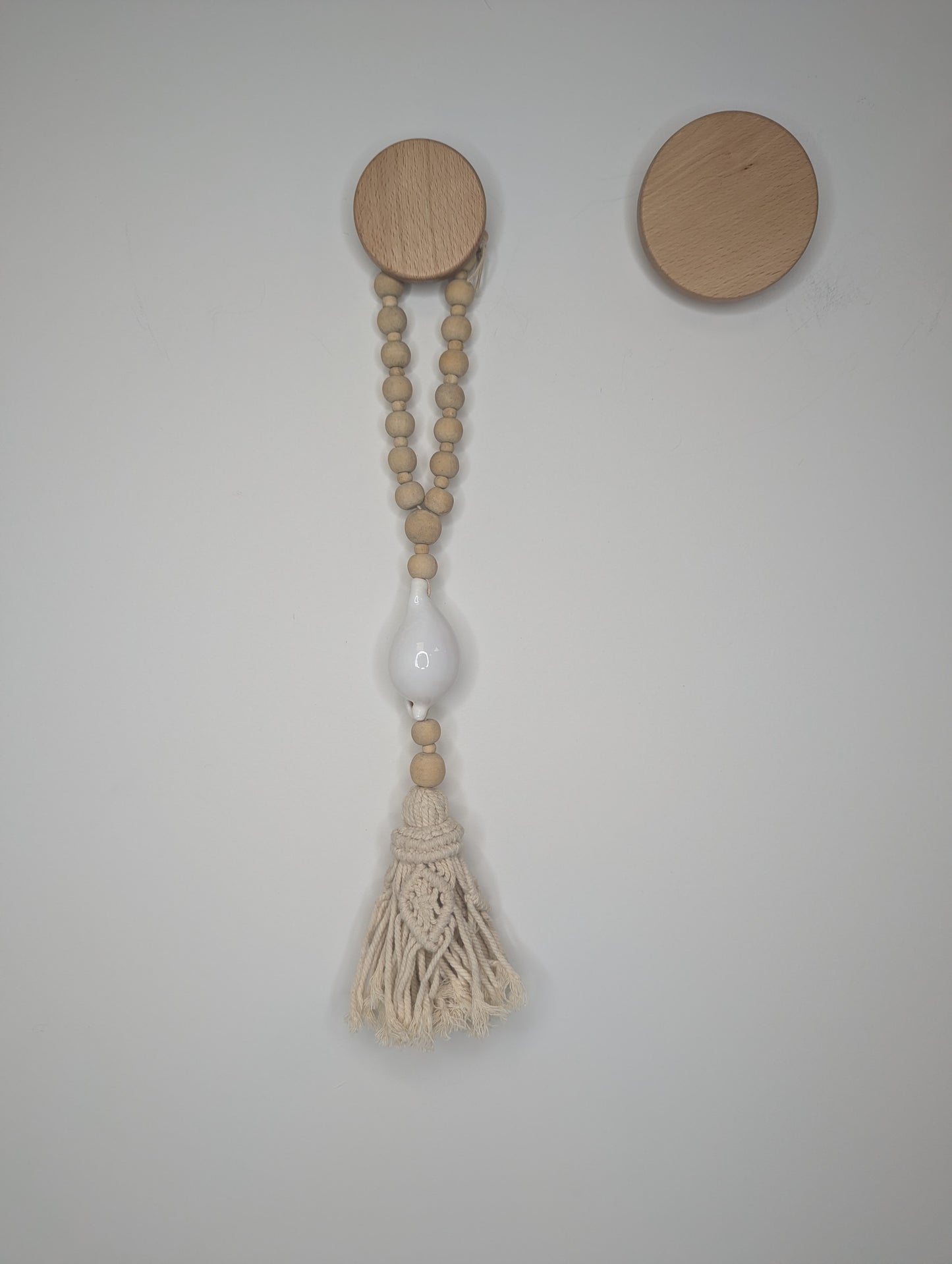 Suspension bois & coquillage  Blanc 60 cm