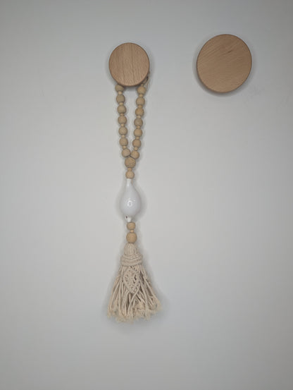 Suspension bois & coquillage  Blanc 60 cm