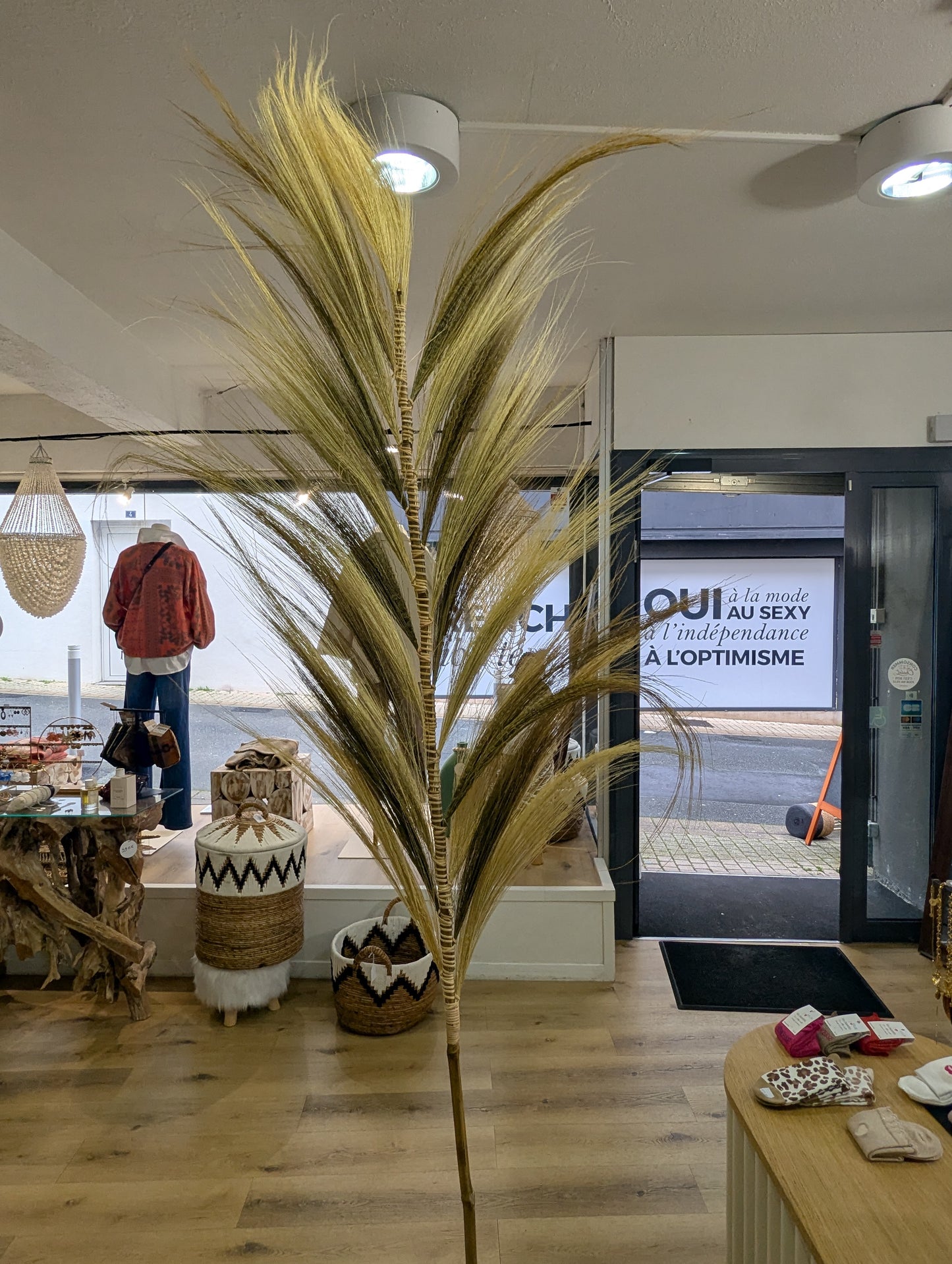 Tige décorative géante palmier sauvage en fibres naturelles – 210 cm +